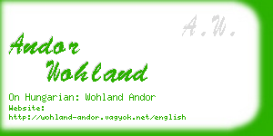 andor wohland business card